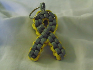 Grey/Yellow Ribbon Keychain